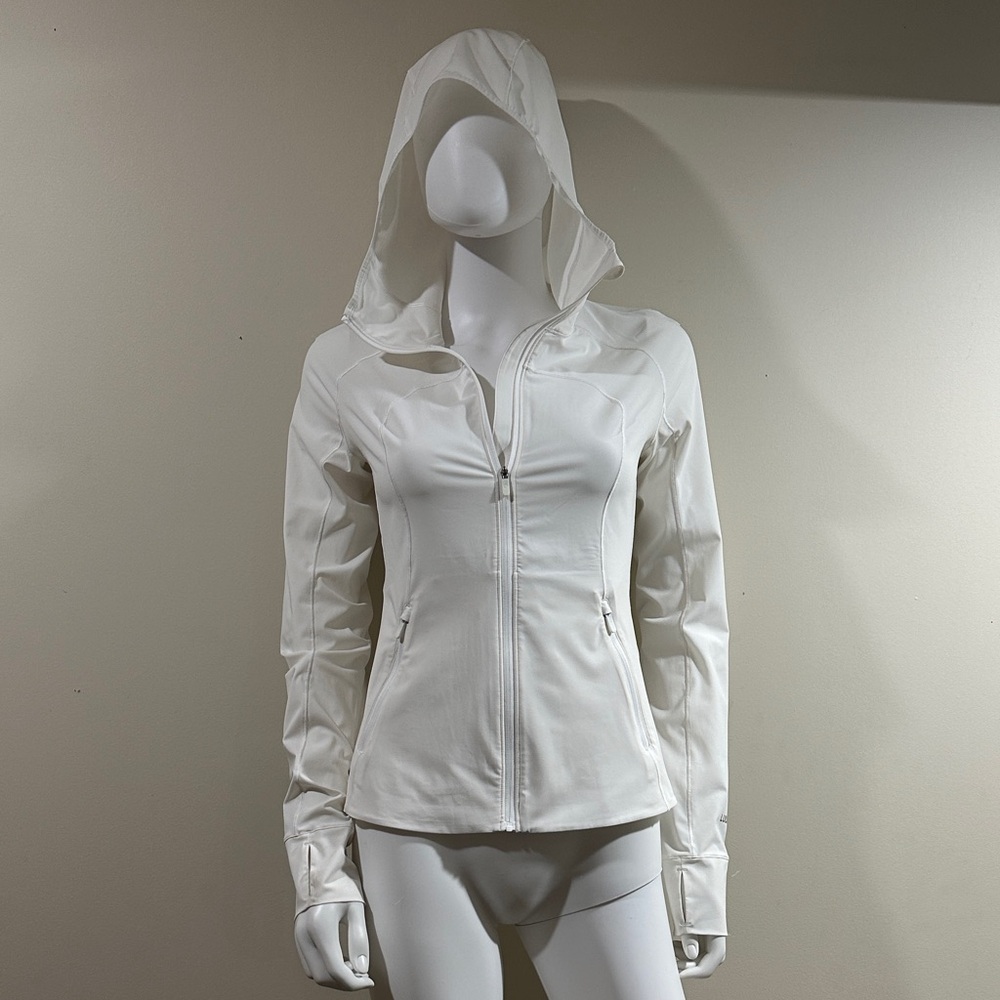Lululemon Size 2 Lightweight Zip Up Women's White Hooded Jacket Athletic Wear